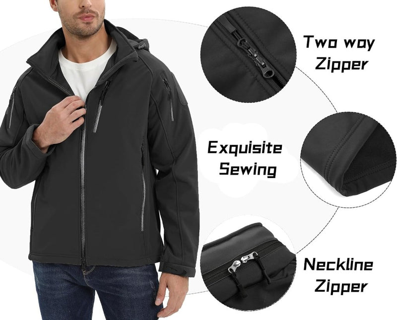 Load image into Gallery viewer, TACVASEN Softshell Herenjack Waterafstotend Militair Jack Warm Outdoorjack met Meerdere Ritszakken - happygetfit.com

