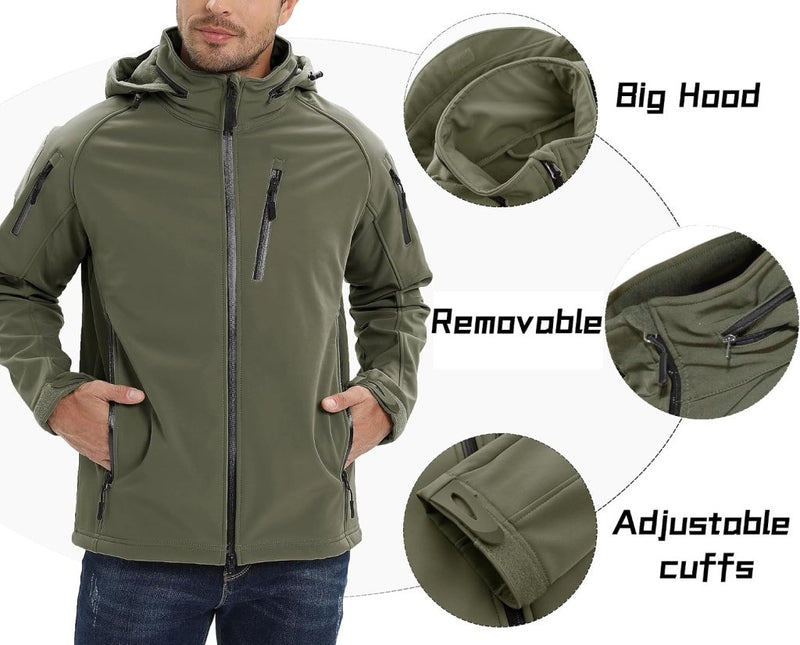 Load image into Gallery viewer, TACVASEN Softshell Herenjack Waterafstotend Militair Jack Warm Outdoorjack met Meerdere Ritszakken - happygetfit.com
