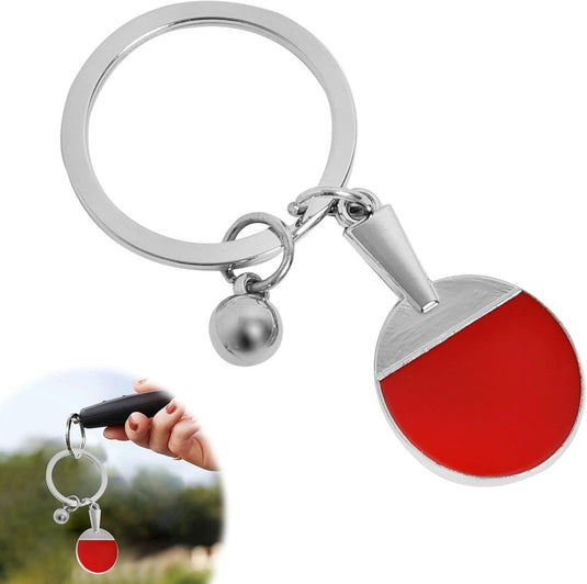 Tafeltennis sleutelhanger van metaal met mini tafeltennisbatje en stevige sleutelring – pingponghanger – sportcadeau - happygetfit.com