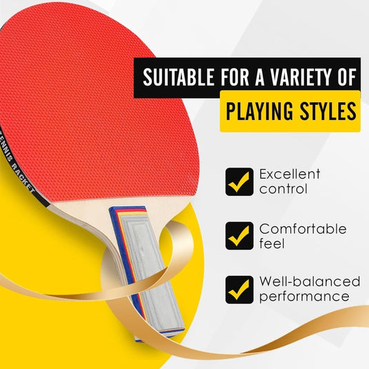 Tafeltennisset met 2 houten batjes van 25,5 cm inclusief 3 ballen en opbergtas – pingpongset – tafeltennismateriaal - happygetfit.com