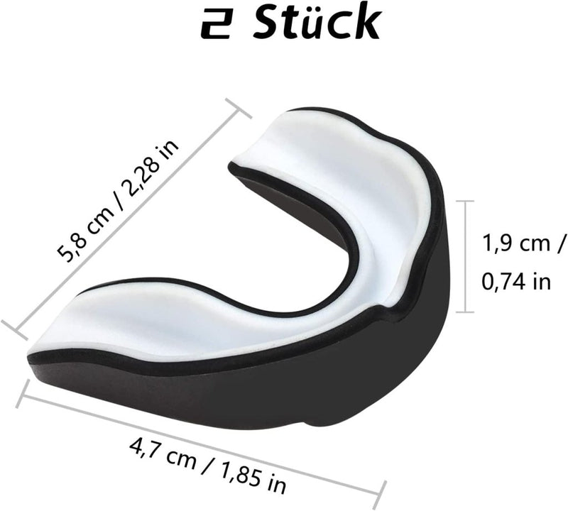 Load image into Gallery viewer, Tandbescherming, 2 stuks mondbescherming, boxen, sportmondbescherming, voor vechtsport, boksen, taekwondo, hockey, sport, tandbescherming, draagbare beschermdoos, volwassenen, zwart-wit - happygetfit.com

