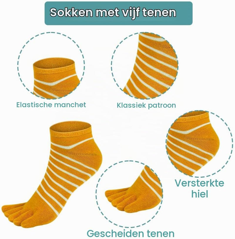 Bild im Galerie-Viewer laden, Teensokken dames van ademend katoen met vijf afzonderlijke tenen en korte pasvorm voor hardlopen en fitness – vingersokken – sportsokken - happygetfit.com
