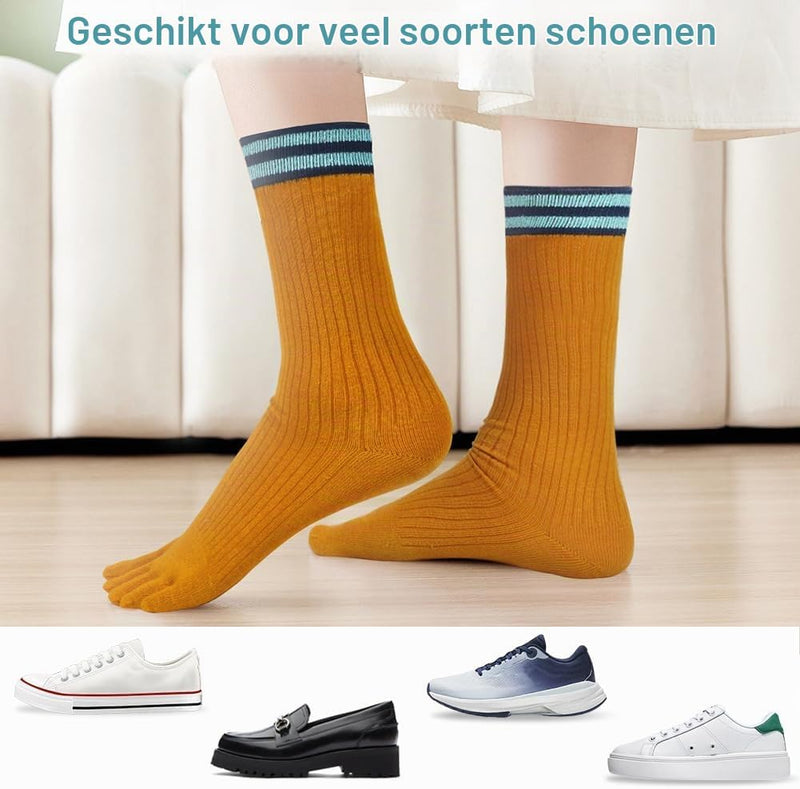 Bild im Galerie-Viewer laden, Teensokken dames van ademend katoen met vijf afzonderlijke tenen en korte pasvorm voor hardlopen en fitness – vingersokken – sportsokken - happygetfit.com
