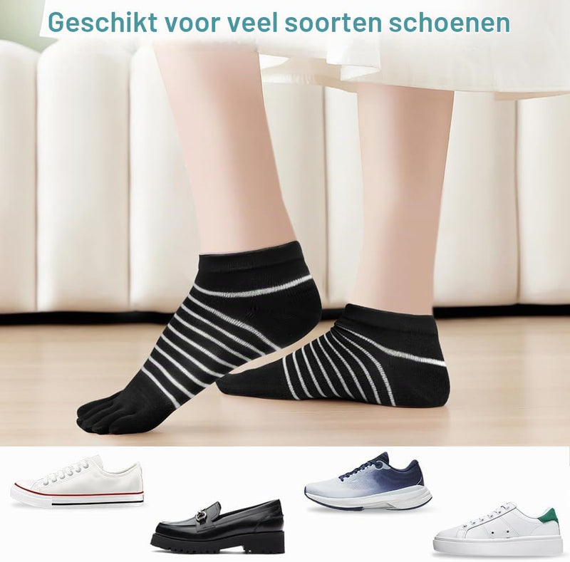 Bild im Galerie-Viewer laden, Teensokken dames van ademend katoen met vijf afzonderlijke tenen en korte pasvorm voor hardlopen en fitness – vingersokken – sportsokken - happygetfit.com
