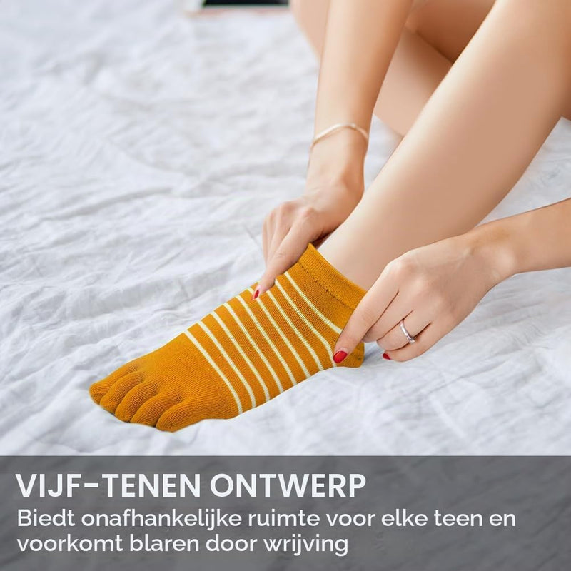 Bild im Galerie-Viewer laden, Teensokken dames van ademend katoen met vijf afzonderlijke tenen en korte pasvorm voor hardlopen en fitness – vingersokken – sportsokken - happygetfit.com
