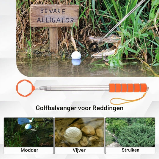 Telescopische golfbal retriever 43-274 cm van roestvrij staal – golfbalvanger – golf accessoires - happygetfit.com