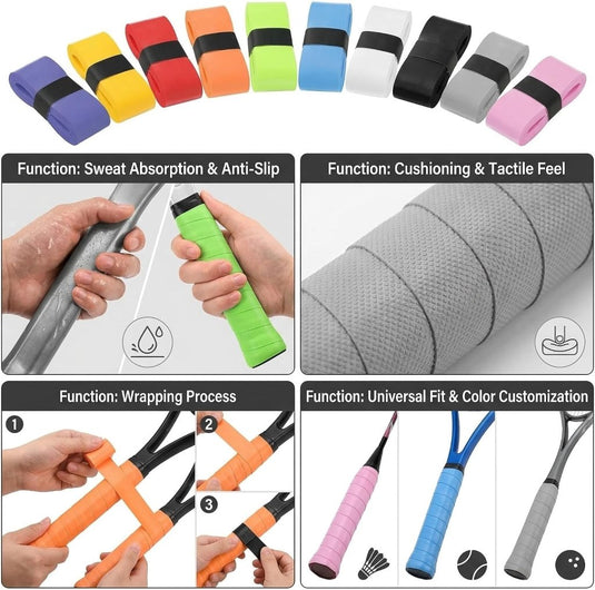 Tennis gripband set 10 stuks multicolor - happygetfit.com