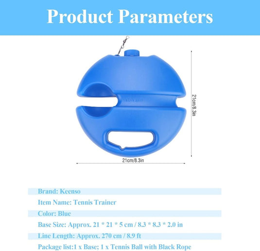 Tennis trainer met reboundbal en basis blauw - happygetfit.com