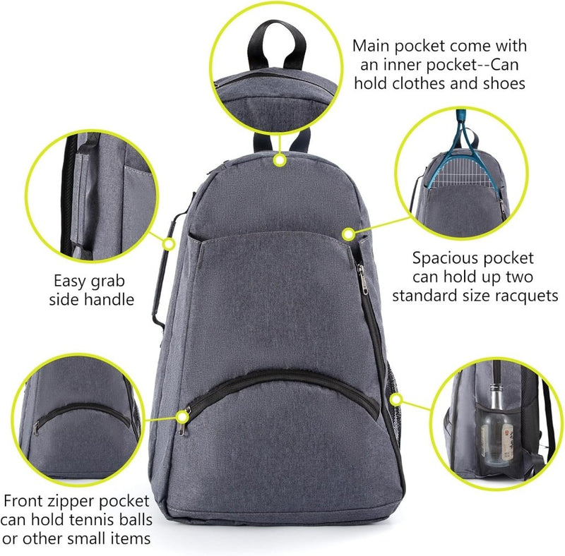 Laden Sie das Bild in Galerie -Viewer, Tennisrugzak met schoenenvak donkergrijs - happygetfit.com
