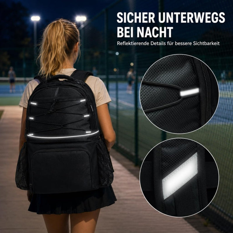 Laden Sie das Bild in Galerie -Viewer, Tennisrugzak met schoenenvak voor 2 rackets zwart - happygetfit.com
