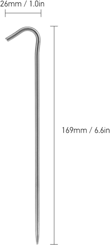 Tentharingen 6 stuks van titanium 169 mm met haakvormige kop – tentverankering – kampeeruitrusting - happygetfit.com