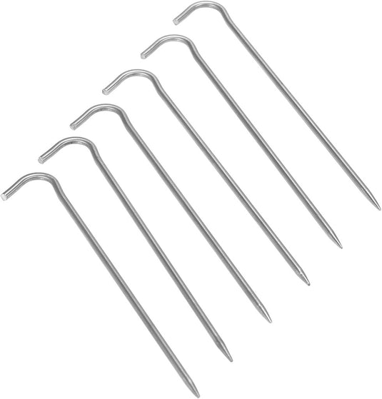 Tentharingen 6 stuks van titanium 169 mm met haakvormige kop – tentverankering – kampeeruitrusting - happygetfit.com