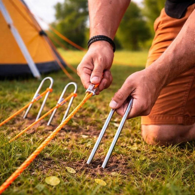 Laad afbeelding in Galerijviewer, Tentharingen, roestvrij staal, 10 stuks, 30 cm, 6 mm, haringen voor tent, roestvrij, extra stabiel, stormharingen, grondanker, camping, grondanker, trampoline, anker voor tuin en camping - happygetfit.com
