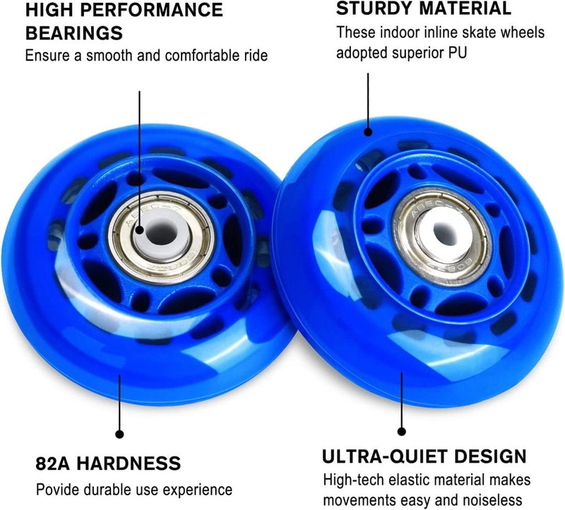Laad afbeelding in Galerijviewer, TOBWOLF 8 Pack 76mm 84A Inline Skate Wheels with ABEC-7 Bearings, Roller Skate Replacement Wheels for Girls &amp; Boys Roller Blade Skating - Black - happygetfit.com
