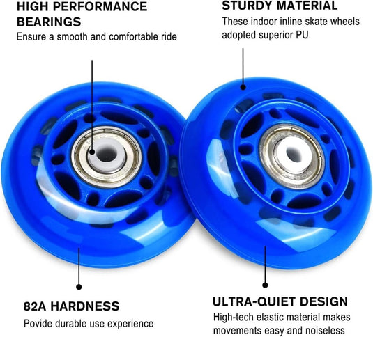 TOBWOLF 8 Pack 76mm 84A Inline Skate Wheels with ABEC-7 Bearings, Roller Skate Replacement Wheels for Girls & Boys Roller Blade Skating - Black - happygetfit.com