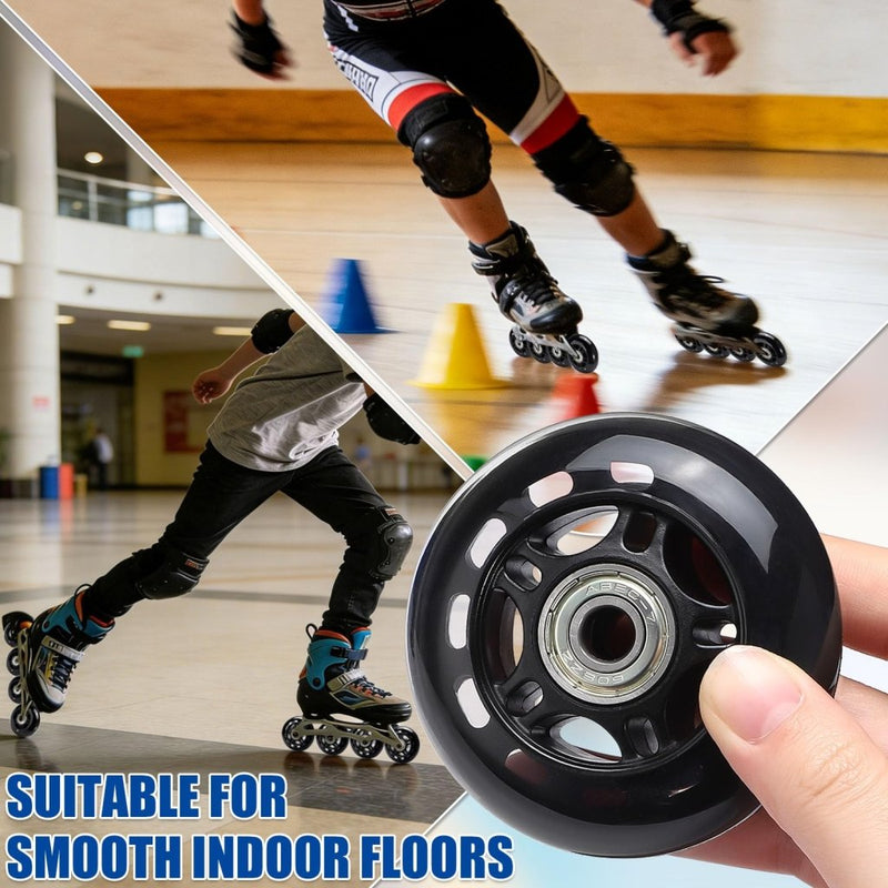 Laad afbeelding in Galerijviewer, TOBWOLF 8 Pack 76mm 84A Inline Skate Wheels with ABEC-7 Bearings, Roller Skate Replacement Wheels for Girls &amp; Boys Roller Blade Skating - Black - happygetfit.com
