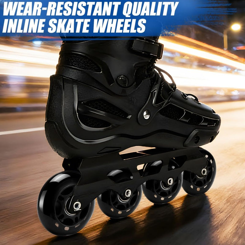 Laad afbeelding in Galerijviewer, TOBWOLF 8 Pack 76mm 84A Inline Skate Wheels with ABEC-7 Bearings, Roller Skate Replacement Wheels for Girls &amp; Boys Roller Blade Skating - Black - happygetfit.com
