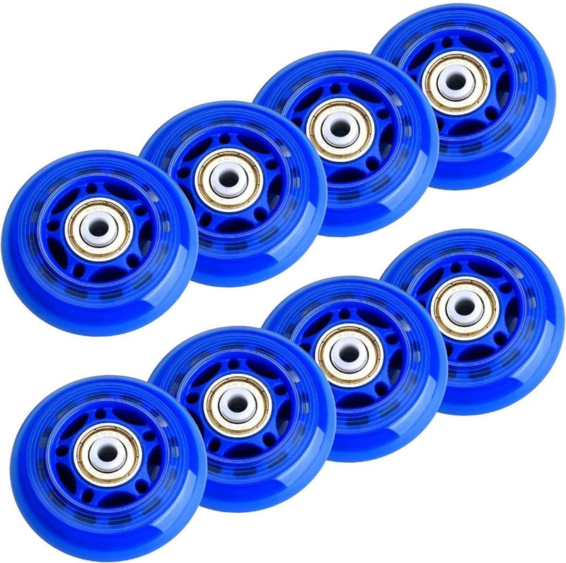 Laad afbeelding in Galerijviewer, TOBWOLF 8 Pack 76mm 84A Inline Skate Wheels with ABEC-7 Bearings, Roller Skate Replacement Wheels for Girls &amp; Boys Roller Blade Skating - Black - happygetfit.com
