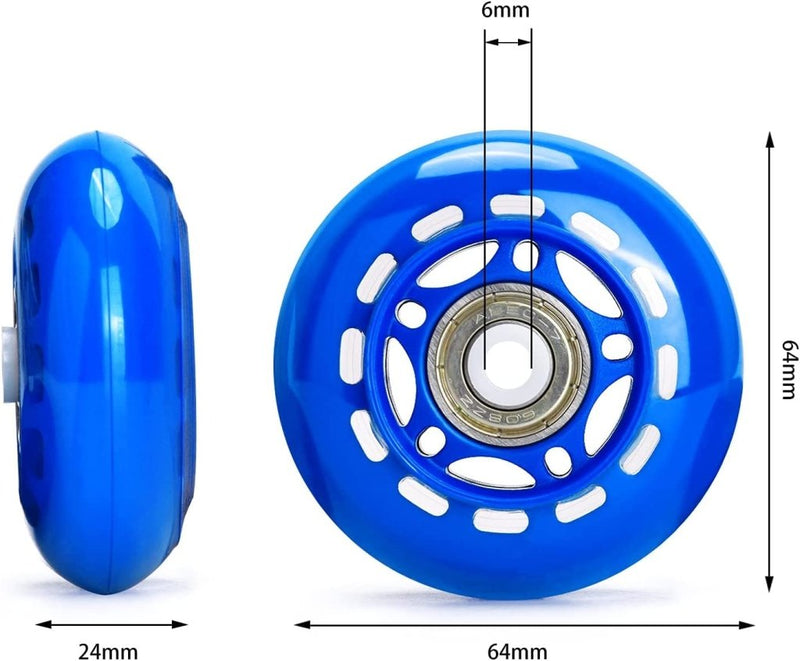 Laad afbeelding in Galerijviewer, TOBWOLF 8 Pack 76mm 84A Inline Skate Wheels with ABEC-7 Bearings, Roller Skate Replacement Wheels for Girls &amp; Boys Roller Blade Skating - Black - happygetfit.com
