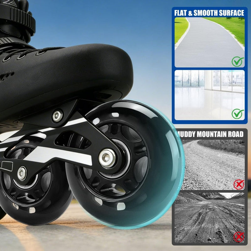 Laad afbeelding in Galerijviewer, TOBWOLF 8 Pack 76mm 84A Inline Skate Wheels with ABEC-7 Bearings, Roller Skate Replacement Wheels for Girls &amp; Boys Roller Blade Skating - Black - happygetfit.com
