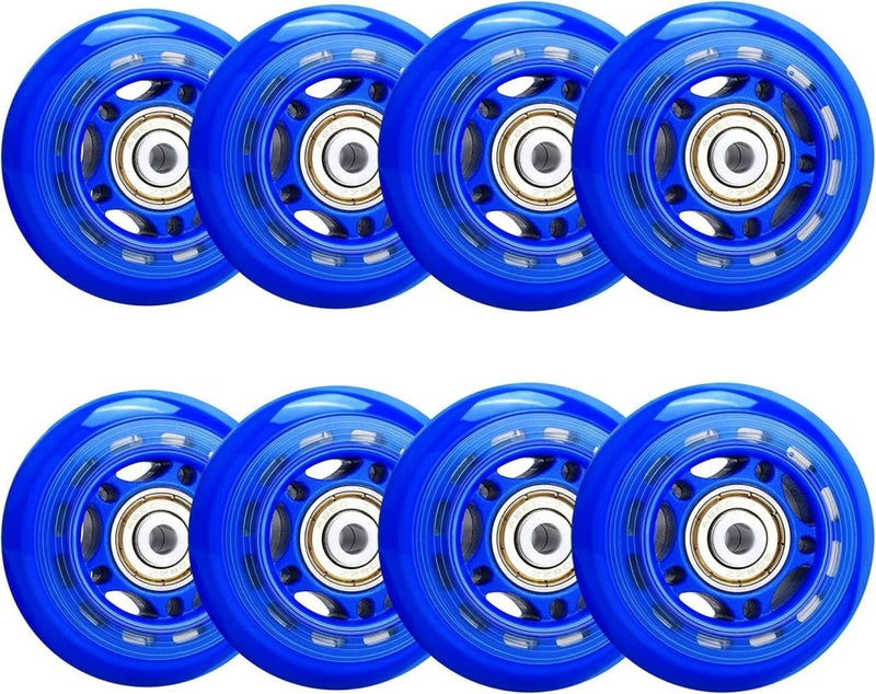 Laad afbeelding in Galerijviewer, TOBWOLF 8 Pack 76mm 84A Inline Skate Wheels with ABEC-7 Bearings, Roller Skate Replacement Wheels for Girls &amp; Boys Roller Blade Skating - Black - happygetfit.com
