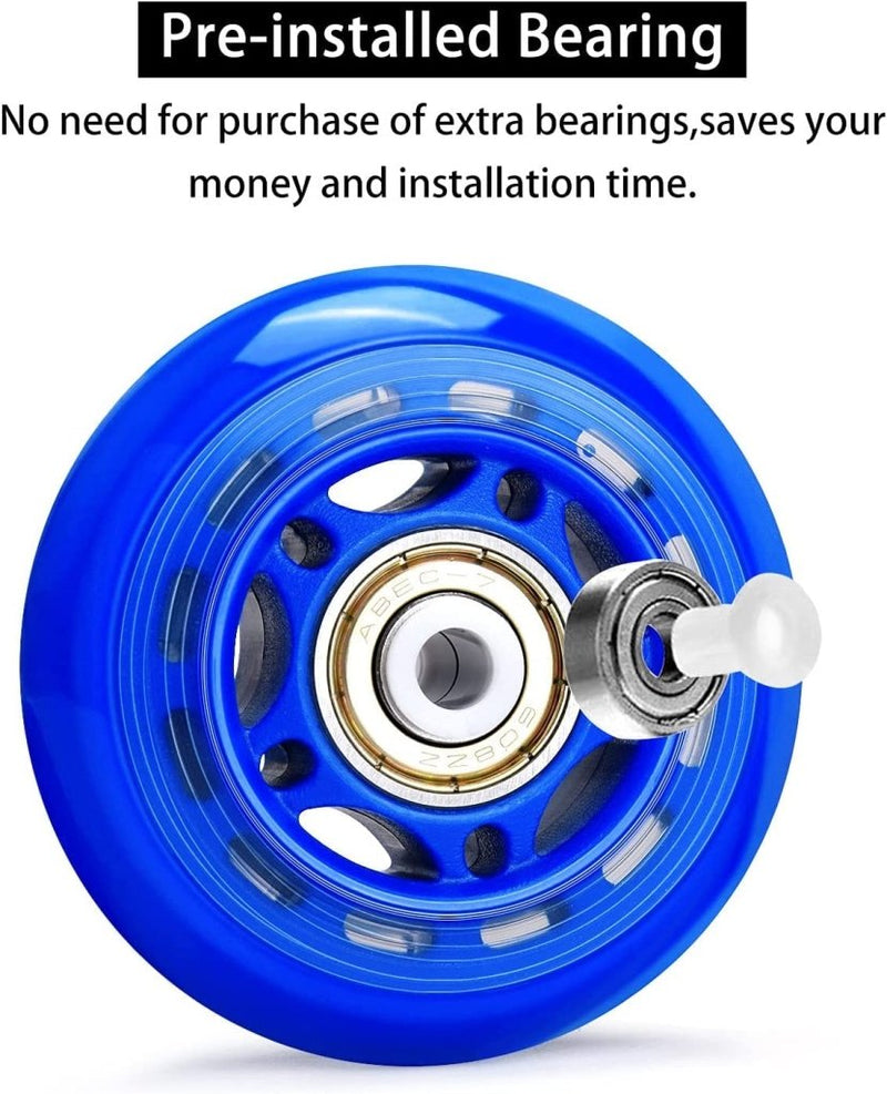 Laad afbeelding in Galerijviewer, TOBWOLF 8 Pack 76mm 84A Inline Skate Wheels with ABEC-7 Bearings, Roller Skate Replacement Wheels for Girls &amp; Boys Roller Blade Skating - Black - happygetfit.com
