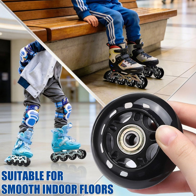 Laad afbeelding in Galerijviewer, TOBWOLF 8 Pack 76mm 84A Inline Skate Wheels with ABEC-7 Bearings, Roller Skate Replacement Wheels for Girls &amp; Boys Roller Blade Skating - Black - happygetfit.com
