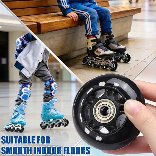 TOBWOLF 8 Pack 76mm 84A Inline Skate Wheels with ABEC-7 Bearings, Roller Skate Replacement Wheels for Girls & Boys Roller Blade Skating - Black - happygetfit.com