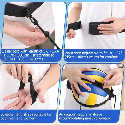 TOBWOLF Volleyball Spike Trainer, Elastic Self-Training Volleyballs Resistance Band, Volleyball Equipment Training Aid Improves Serving, Jumping, Arm Swing Mechanics and Spiking Power - happygetfit.com