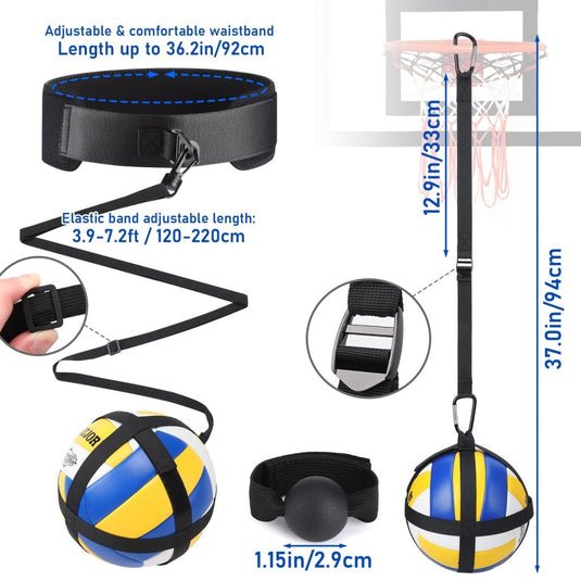 TOBWOLF Volleyball Spike Trainer, Elastic Self-Training Volleyballs Resistance Band, Volleyball Equipment Training Aid Improves Serving, Jumping, Arm Swing Mechanics and Spiking Power - happygetfit.com