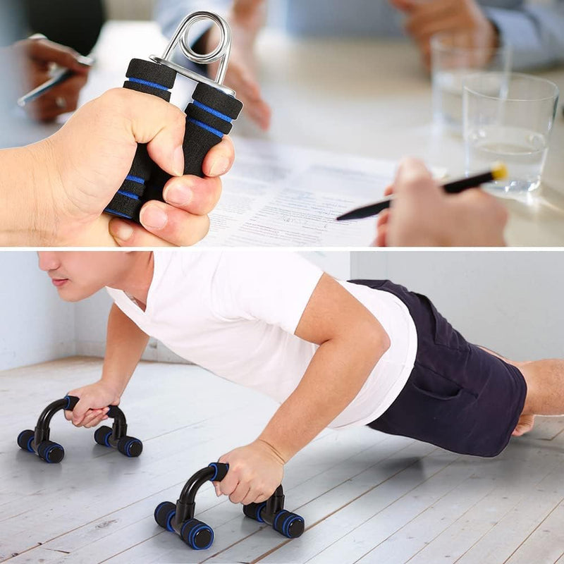 Laden Sie das Bild in Galerie -Viewer, TOMSHOO Fitnessapparatuur 5-in-1 buikwiel + pompgreep + springtouw + handklem + kniemat complete set voor fitness, oefeningen, krachttraining - happygetfit.com

