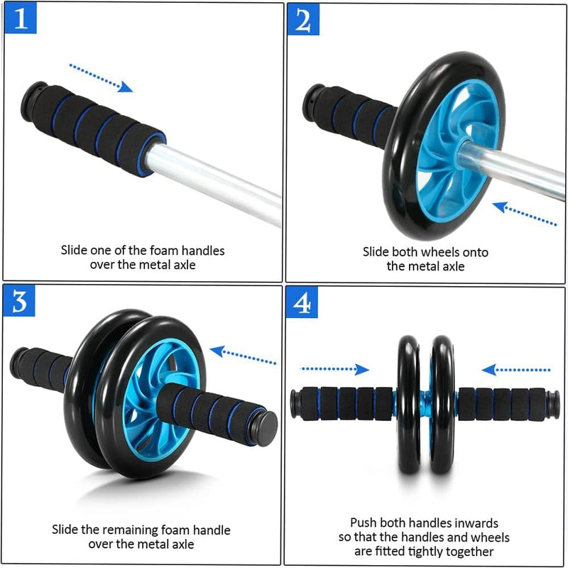 Laden Sie das Bild in Galerie -Viewer, TOMSHOO Fitnessapparatuur 5-in-1 buikwiel + pompgreep + springtouw + handklem + kniemat complete set voor fitness, oefeningen, krachttraining - happygetfit.com
