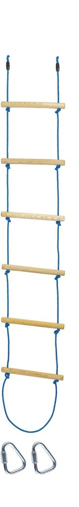 Touwladder kinderen met 6 houten treden – klimladder voor speeltoestel, boomhut, klimrek en tuin – ca. 213 cm - happygetfit.com