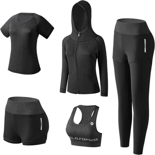 🔥 Trainingspak voor dames – complete 5 - delige set voor elke workout, elk seizoen 💪 - happygetfit.com