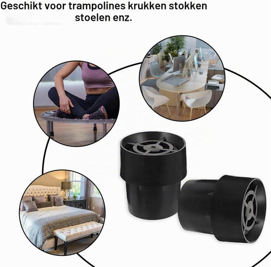 Trampoline pootdoppen 12 stuks 25 mm van antislip rubber zwart – voetdoppen – trampoline accessoires - happygetfit.com