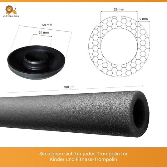Trampoline stangbescherming 8 stuks 180 cm van PE-schuim – schuimbuizen – trampoline accessoires - happygetfit.com