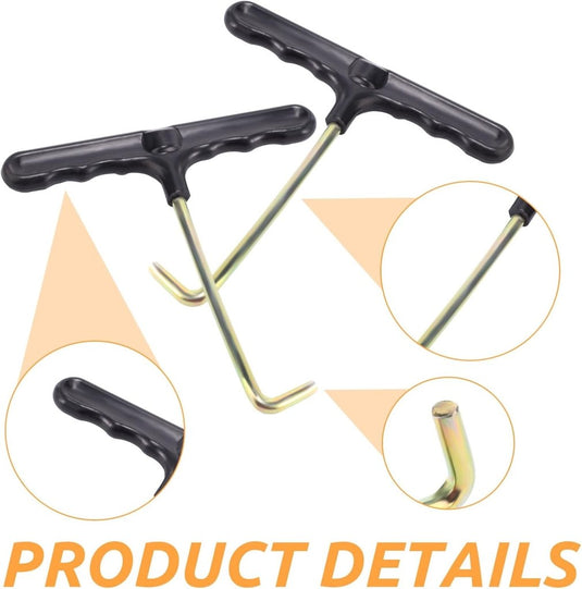 Trampoline veertrekkers 2 stuks met antislip handschoenen – T-haak veerspanner – trampoline gereedschap - happygetfit.com