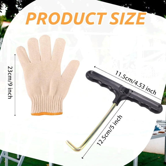 Trampoline veertrekkers 2 stuks met antislip handschoenen – T-haak veerspanner – trampoline gereedschap - happygetfit.com