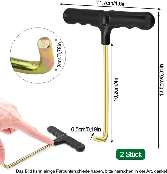 Trampoline veertrekkers 2 stuks met ergonomische T-handgreep – veerspanner – trampoline gereedschap - happygetfit.com