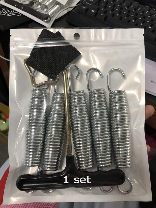 Trampolineveren 5 stuks 140 mm met veertrekker en driehoeksgesp – vervangingsveren – trampoline accessoires - happygetfit.com