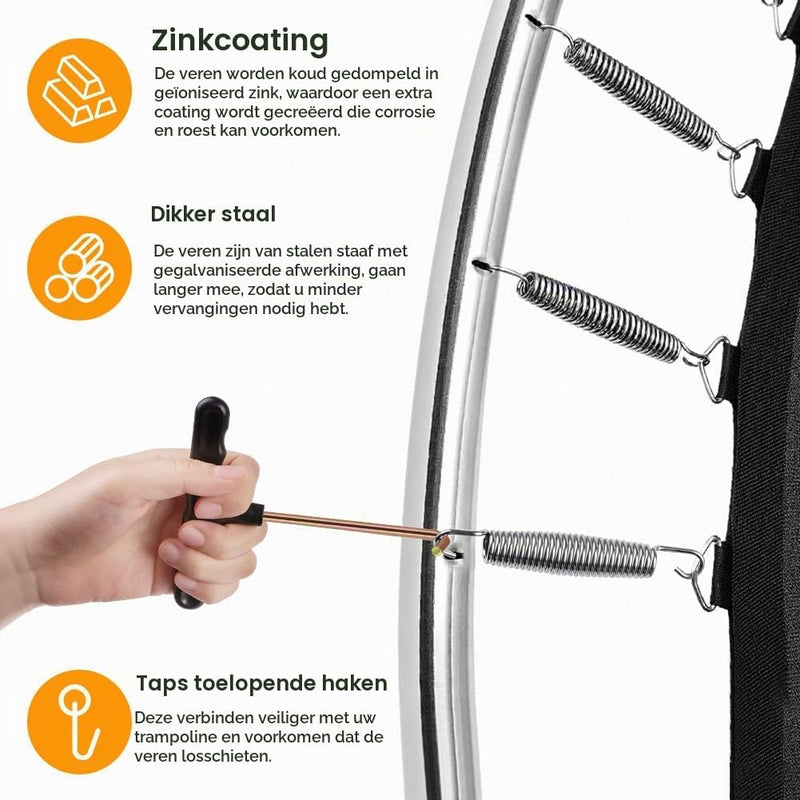 Load image into Gallery viewer, Trampolineveren 8 stuks 140 mm met 2 T-haken – vervangingsveren – trampoline accessoires - happygetfit.com
