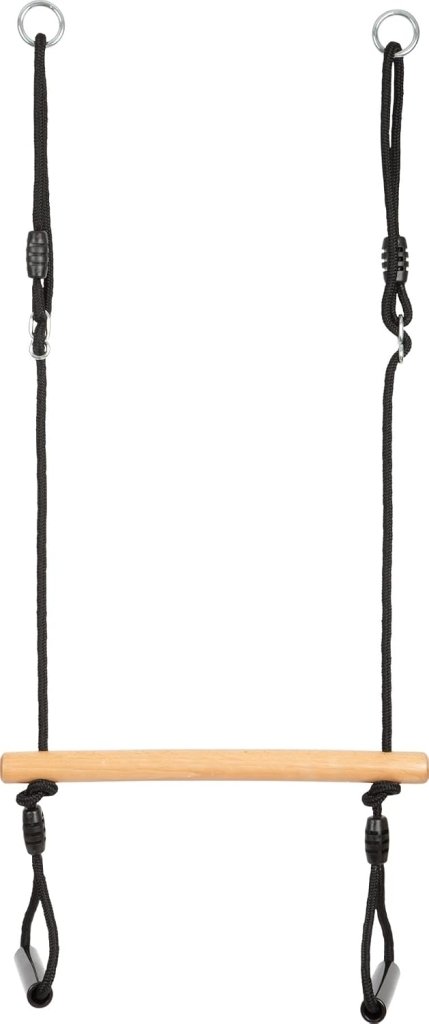 Trapezeschommel 2-in-1 met gymnastiekringen en verstelbare touwen tot 100 kg – houten schommel - happygetfit.com