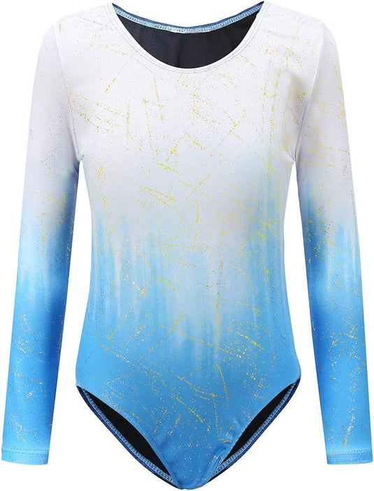 Turnpakje voor meisjes, lange mouwen, mouwloos, kleurverloop, glanzend, gymnastiekpanty voor dansen, ballet, gymnastiek, atletiek, peuters, meisjes - happygetfit.com