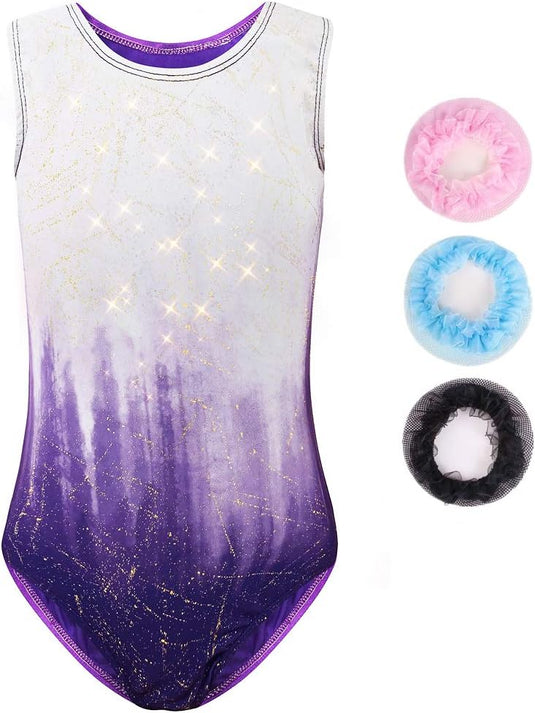 Turnpakje voor meisjes, lange mouwen, mouwloos, kleurverloop, glanzend, gymnastiekpanty voor dansen, ballet, gymnastiek, atletiek, peuters, meisjes - happygetfit.com