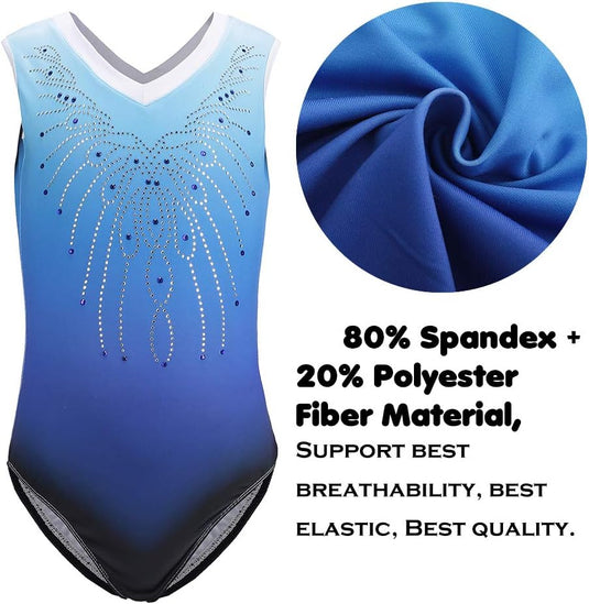 Turnpakje voor meisjes, lange mouwen, mouwloos, kleurverloop, glanzend, gymnastiekpanty voor dansen, ballet, gymnastiek, atletiek, peuters, meisjes - happygetfit.com