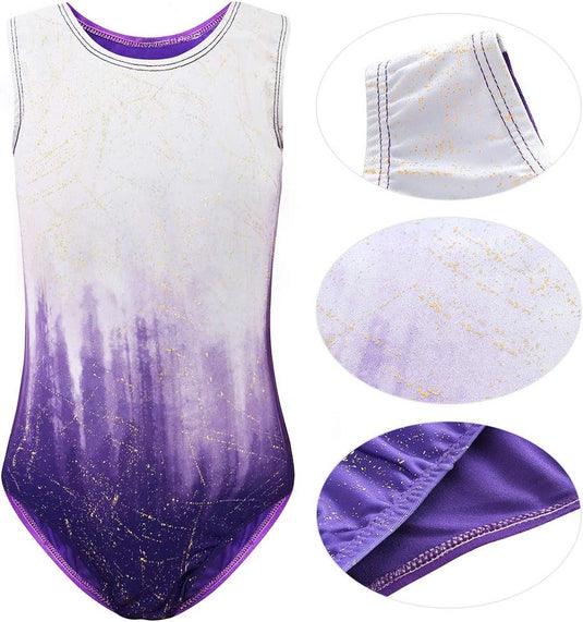 Turnpakje voor meisjes, lange mouwen, mouwloos, kleurverloop, glanzend, gymnastiekpanty voor dansen, ballet, gymnastiek, atletiek, peuters, meisjes - happygetfit.com