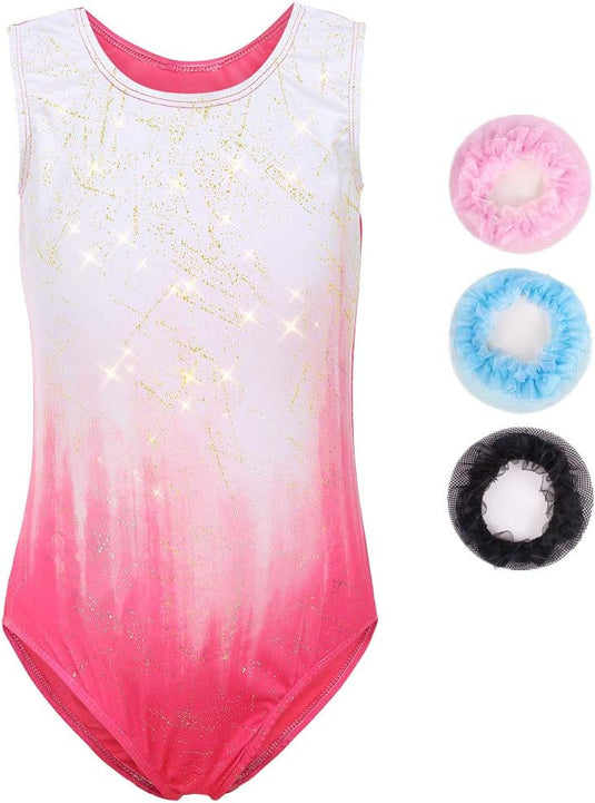Turnpakje voor meisjes, lange mouwen, mouwloos, kleurverloop, glanzend, gymnastiekpanty voor dansen, ballet, gymnastiek, atletiek, peuters, meisjes - happygetfit.com