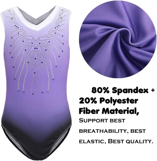 Turnpakje voor meisjes, lange mouwen, mouwloos, kleurverloop, glanzend, gymnastiekpanty voor dansen, ballet, gymnastiek, atletiek, peuters, meisjes - happygetfit.com