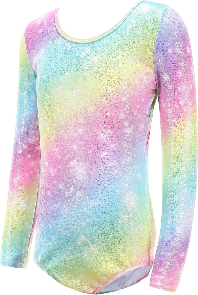 Load image into Gallery viewer, Turnpakje voor meisjes, lange mouwen, mouwloos, kleurverloop, glanzend, gymnastiekpanty voor dansen, ballet, gymnastiek, atletiek, peuters, meisjes - happygetfit.com
