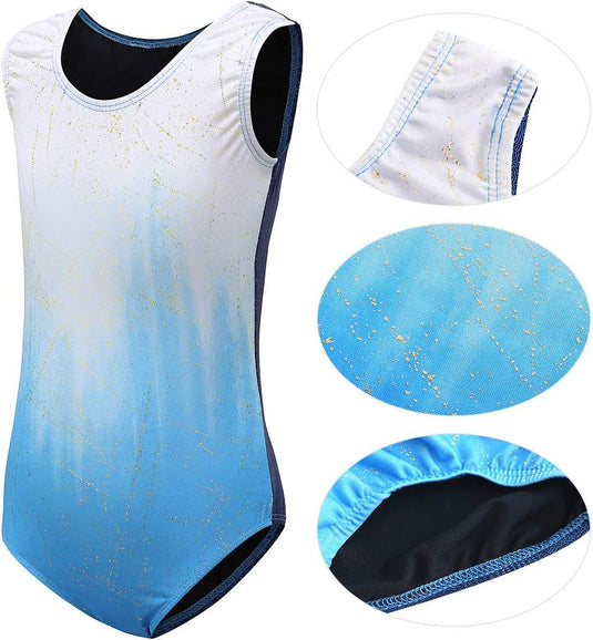 Turnpakje voor meisjes, lange mouwen, mouwloos, kleurverloop, glanzend, gymnastiekpanty voor dansen, ballet, gymnastiek, atletiek, peuters, meisjes - happygetfit.com